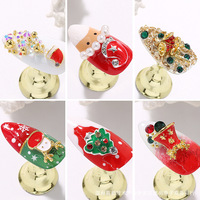Vente en gros de bijoux de Noël Art Déco en alliage de métal mélange de flocon de neige perle cloutée Santa chapeaux strass effet 3D autocollants décalcomanies