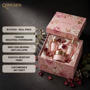 Caja de Regalo de Lujo Elegante con Tapa y Base Impresas en Offset, Forrada en Satén, de Cartón Rosa Personalizado, para Empaque de Productos de Cuidado de la Piel - Product Image 1