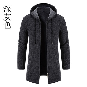 Automne <span class=keywords><strong>hiver</strong></span> hommes sweats à capuche sweat ample surdimensionné veste tricoté hommes Cardigan haut vêtements - Product Image 4