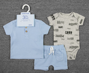 Set di Abbigliamento <span class=keywords><strong>3</strong></span> Pezzi per Neonati <span class=keywords><strong>3</strong></span>-12 <span class=keywords><strong>Mesi</strong></span>, Stile Europeo e Americano, Stampa Animalier/Floreale, Design Corto per Bambini e Bambine - Product Image 3