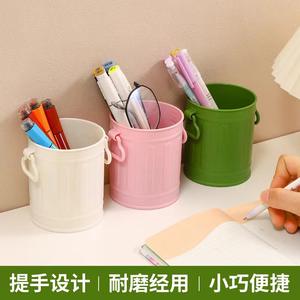 Porte-stylo mignon rond en plastique avec poignée pour étudiants, organisateur de bureau, rangement, cadeau, design d'impression numérique - Product Image 3