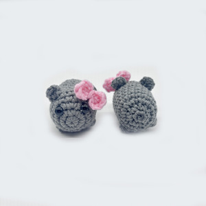 Handmade Quà Tặng Trang Trí Nội Thất Dễ Thương Mini Crochet Sang Trọng Thú Nhồi Bông Đồ Chơi Buồn Hamster Với Bow Tình Bạn Keychain - Product Image 4