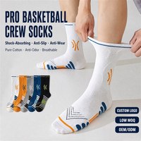 Chaussettes de sport pour hommes en coton anti-odeur respirantes pour basketball et badminton, logo personnalisé, vente en gros, usine OEM, faible MOQ