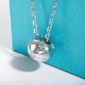 Colgante de Balón de Fútbol XL1399, Plata 925 con Baño de Rodio y Cristales de Estrás, Estilo Deportivo Informal, Unisex, para Uso Diario - Product Image 6