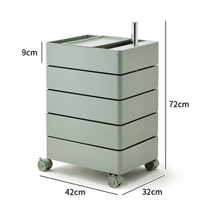 Chariot de rangement mobile à 4 tiroirs avec roulettes silencieuses, en plastique coloré, pour salon de beauté, bureau et chambre à coucher - Product Image 5
