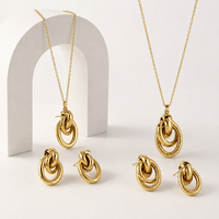 Ensemble de bijoux en acier inoxydable 316L et or 18 carats, motif popcorn granulé, texture anneaux entrelacés, pour femme, personnalisable OEM