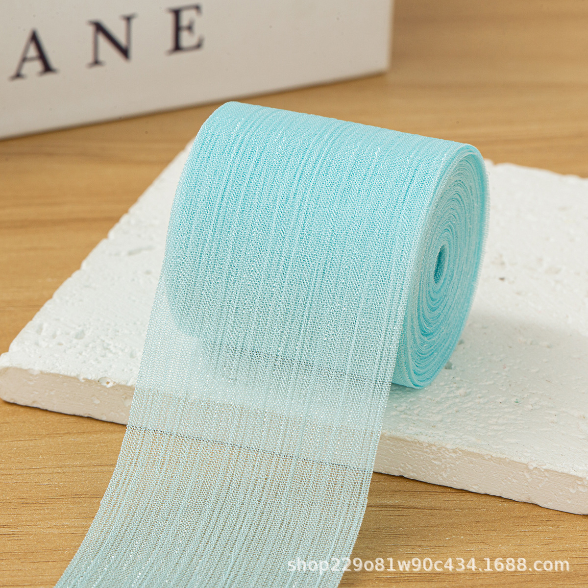 4 cm - soie brillante bleu tiffany (5 m)