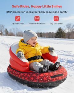 Traîneau <span class=keywords><strong>gonflable</strong></span> personnalisé en PVC pour bébés et tout-petits de 1 à 3 ans avec housse en toile, protection 3 côtés, sangle de remorquage et poignées - Product Image 2