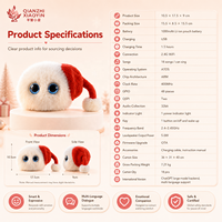 Juguete de Peluche Blanco con IA, Gorro de Santa Claus Navideño, Sensor Táctil con Vibración, Clonación de Voz por WiFi, Memoria de Larga Duración, Más de 50 Idiomas, Ojos LED