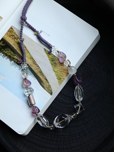 Collier tressé à la main en quartz naturel transparent et améthyste, accessoires en argent 925, ajustable, pour femme, avec plusieurs pierres, style ras-de-cou, vente en gros - Product Image 4