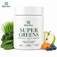 Poudre de boisson santé verte Qbioflex en marque privée, mélange de fruits et légumes pour le soutien digestif et immunitaire, poudre de super-aliments verts