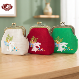 Wholesale Elegant Hand-Embroidered Animal Decoration Linen Waterproof Unisex Portable <b>Wallet</b> for Formal Occasions Vintage Style - Product Image 3