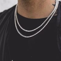 2mm-5mm bijoux fins Hip Hop argent Sterling 925 Moissanite diamant glacé bijoux chaîne de Tennis Bracelet hommes femmes collier