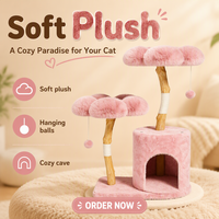 Arbre à chat moderne de luxe, tour pour chat d'intérieur, griffoir en peluche, maison pour chat avec jouet, matériau en sisal, 2 niveaux, carton