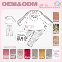 Ensemble deux pièces personnalisable OEM/ODM pour filles : haut à manches longues en dentelle avec applique vache et leggings longs imprimé léopard rose, thème ferme