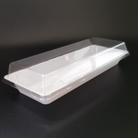Boîte bento rectangulaire blanche basique avec couvercle, récipient alimentaire jetable pour sushis, collations et tranches de gâteau