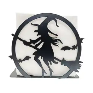 Home Decor Scary Halloween For Square Paper Napkin Dinner Home Kitchen Picnic Party Halloween Witch Modern Metal Napkin Holder