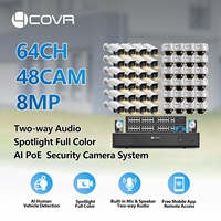 Système de caméra de sécurité 4COVR 64 canaux 4K, 48X 8Mp PoE IP AI, protection périmétrique, surveillance commerciale couleur intégrale