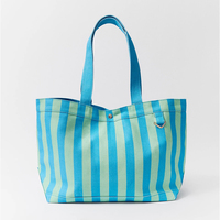 Sac fourre-tout en toile à rayures verticales colorées, monogrammé, grande capacité, sac à bandoulière pour femme, sac de plage, sac de courses réutilisable