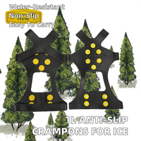 Crampons d'hiver portables et légers anti-dérapants IPX5 pour chaussures, 10 dents, pour la marche sur glace et neige, anti-chute, vente en gros