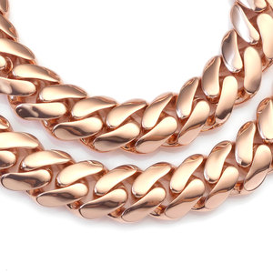 NUOYA collana a catena cubana in <span class=keywords><strong>oro</strong></span> rosa con chiusura a diamante ghiacciato spessa catena cubana Monaco piatta per gioielli Hip Hop regalo - Product Image 3