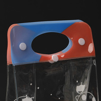 Sac à boutons pour vêtements et jouets pour enfants en PVC recyclé personnalisé UIOWIO avec poignée découpée, imperméable, transparent, emballage de sous-vêtements, sac à fermeture éclair