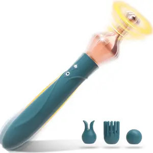 Three Changing Heads Nipple Clitoris Stimulator Vagina Massager Stick Female Masturbation Sex Toy G-Spot Vibrators For Women