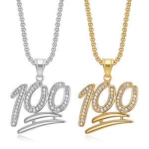 100ฮิปฮอปน้ำแข็งเซอร์โคเนียสำหรับผู้ชายกันน้ำปราศจากการเสื่อมเสียทำจากสแตนเลสสร้อยคอจี้เครื่องประดับแฟชั่นสำหรับผู้ชายขายส่ง - Product Image 1