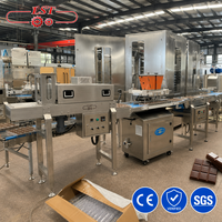 Chaîne de production automatique de chocolat avec déposeur monodose et chauffage à air chaud pour moules en acier inoxydable 304