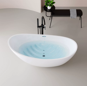Modern Lüks Beyaz Akrilik Ayaklı Küvet Otel Banyosu Jakuzili Küvet, Gider ve Musluk Dahil - Product Image 4