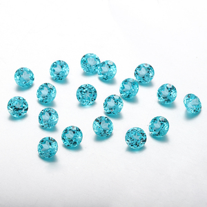 Provence usine gros laboratoire cultivé <span class=keywords><strong>grenat</strong></span> 3mm-8mm coupe ronde <span class=keywords><strong>bleu</strong></span> clair Paraiba pierre précieuse pour bagues personnalisées pendentifs - Product Image 4