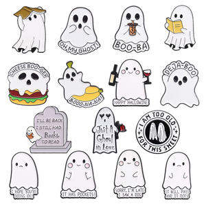 Insignes drôles d'argent liquide Épinglettes créatives de cerveau Halloween Blanc Terreur Série Fantôme Broche Accessoires - Product Image 4