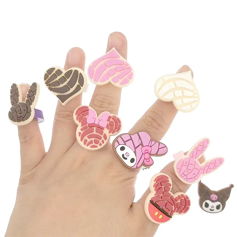 2022 Trend 3D Soft PVC Mich Ring For Girls Kids Promotional Gifts cookiers type Children Finger Toy Silicone Rings