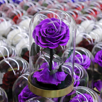 Valentinstag Muttertag Weihnachtsgeschenke Ewige Konservierte Rosen Metallbasis Glaskuppel Heimdekoration LED Langlebig 3-5 Jahre