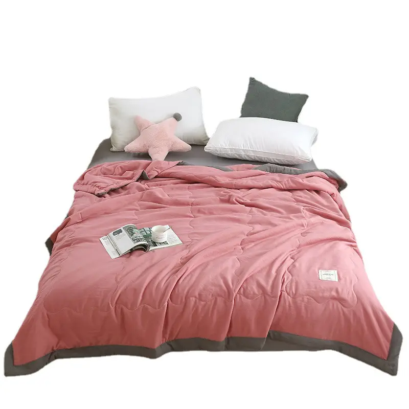 Односпальное двойное хлопковое весенне-летнее крутое одеяло из полиэстера стеганое одеяло из белого волокна одеяло с кондиционированием воздуха