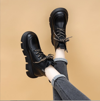 Bottines vintage pour femmes, bottines courtes à semelle épaisse d'automne avec hauteur intérieure surélevée, style britannique, bottines courtes à la cheville