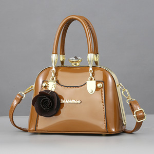 JinShiMao Shell Handbag Black Women's Shoulder <b>Bag</b> With Rose Decor Zipper Closure Spring 2024 - Product Image 2
