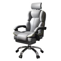 Fauteuil de bureau ergonomique de luxe pivotant et inclinable, avec massage, réglage de la hauteur, dossier marron, repose-pieds et soutien lombaire, modèle Brésil Noir