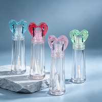 Offre Spéciale – Tube d'huile à lèvres vide de 6 ml avec bouchon en forme de cœur, contenant transparent conique en plastique pour brillant à lèvres avec applicateur brosse