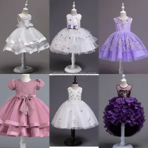 Girls spring and summer models pink princess skirt little girl piano performance pompous evening dress children's long dress ski