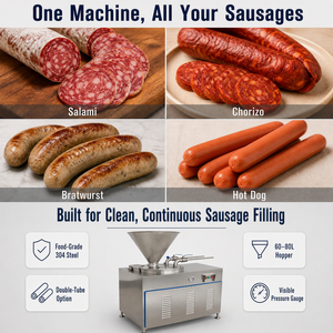 Machine à farcir les saucisses hydraulique, ligne de production automatique de saucisses, fabrication de salami <span class=keywords><strong>sec</strong></span>, avec fonctions de connexion et de torsion - Product Image 3