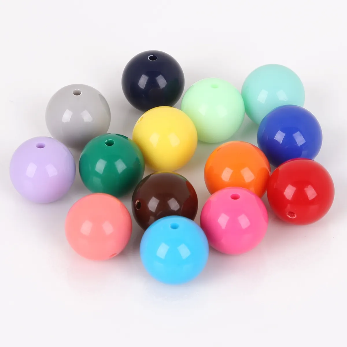 DIY 20mm 18mm 16mm 14mm 12mm 10mm 8mm 6mm 4mm bulk color acrylic spacer round loose beads