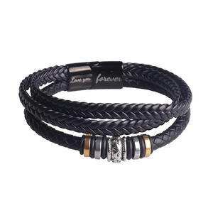 Wholesale High Quality Vintage Woven Multi Layer Magnetic Handmade Forever Love Stainless Bracelet Son for Father <b>Men</b> - Product Image 3