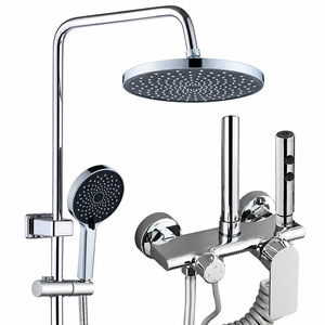 Juego de <span class=keywords><strong>ducha</strong></span> de alta gama para baño, color gris, de latón cepillado, con triple grifo termostático, montaje en pared, para uso hotelero, tipo lluvia. - Product Image 1