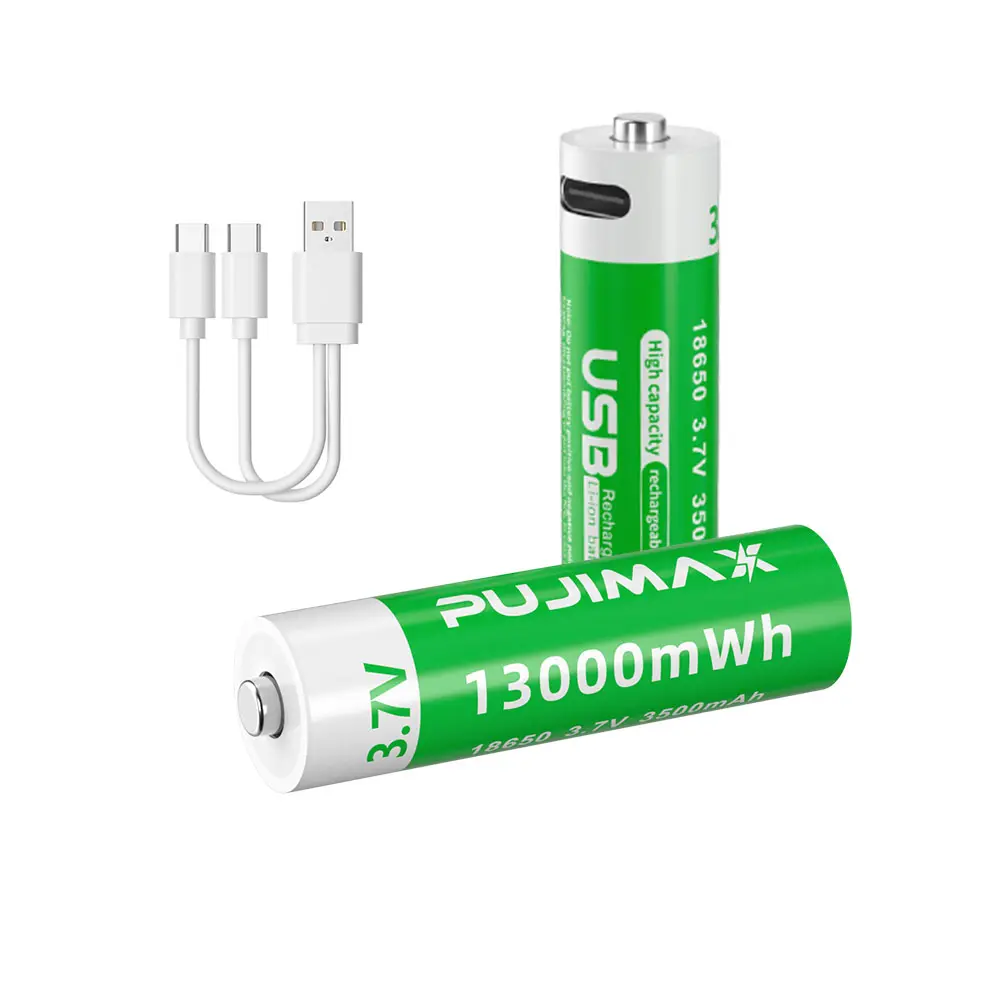 PUJIMAX yüksek kalite 2 adet 18650 şarj edilebilir Li Ion pil USB tip C kablo charging13000flashlight 3.7V pil için el feneri