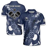 Logo Kustom Kaos Olahraga Pria Bahan Polyester untuk Pickleball, Bernapas, Cepat Kering, Lengan Pendek Musim Panas
