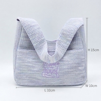 Sac à main tricoté sur mesure avec motif rayé, fermeture à bouton, doublure en velours - Multi-usages pour les courses quotidiennes, les sorties et les voyages