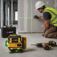 Niveau laser vert SANEITE à 12 lignes, niveau laser au sol avec batterie au lithium rechargeable pour la construction et l'ingénierie