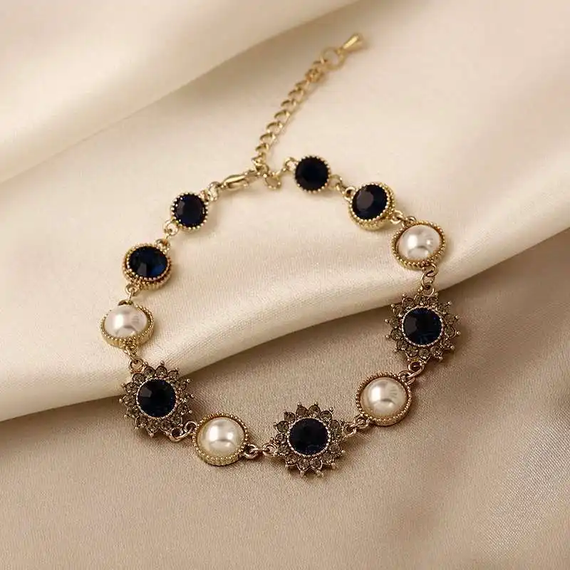 Mode blaue Kristall süße Perlen Armbänder