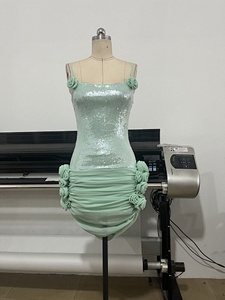 <span class=keywords><strong>Robe</strong></span> crayon illusion en cachemire scintillante et sexy, longueur mi-longue, avec bretelles spaghetti, <span class=keywords><strong>dos</strong></span> <span class=keywords><strong>nu</strong></span>, nœud fleuri - Product Image 1